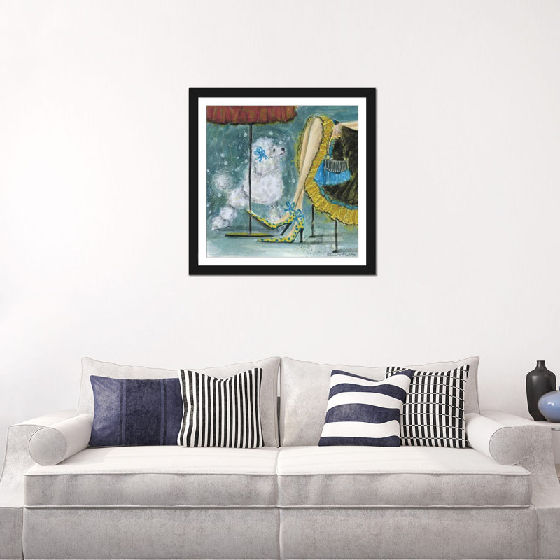 «Poodle» par Bella Pilar, reproduction d'art sur toile tendue, H 16 po x l 16 po x P 1 po, Papier d'art encadré noir, Blanc