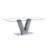 Modern 71" Rectangular Glass Dining Table  with V-Shaped Concrete Pedestal Base, Seats 6-8