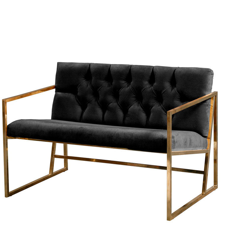 2-Seat Sofa, Gold, Black