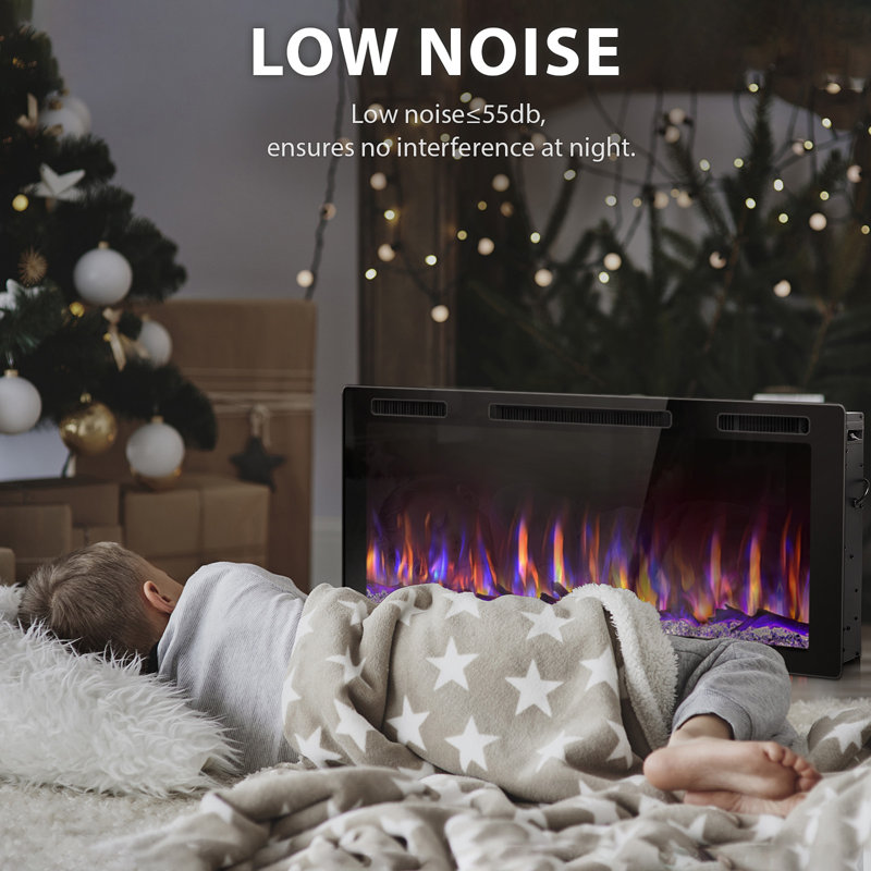 Ultra-narrow frame large screen multi-functional electronic fireplace, 19.3" H x 42" W x 5.55" D