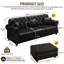 Canapé Chesterfield rembourré en similicuir de 82,6 pouces avec capitonnage à boutons, garniture cloutée, accoudoirs roulés et support de coussin haut de gamme pour un confort durable et un style intemporel.-1980406250