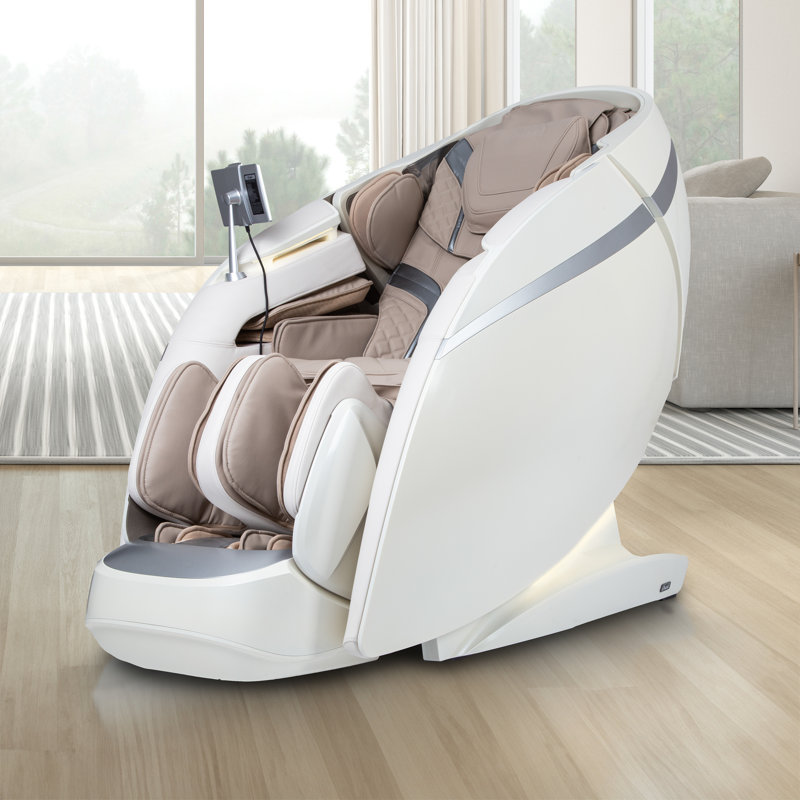 Fauteuil de massage chauffant en similicuir, Similicuir ivoire