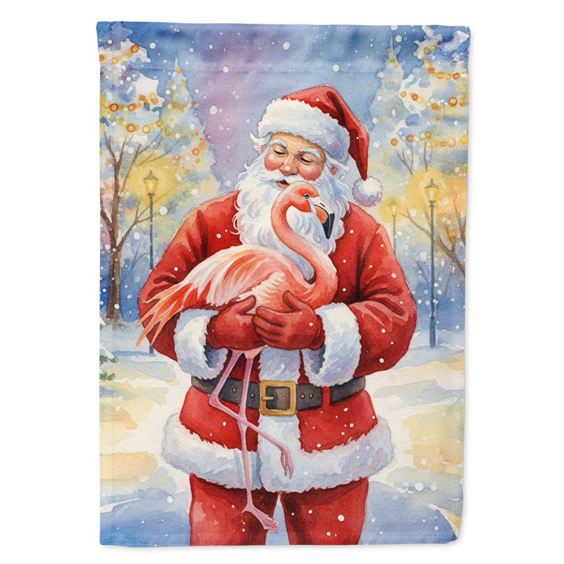 Flamant rose avec le drapeau de la maison du Père Noël, Taille de la maison, Flamant