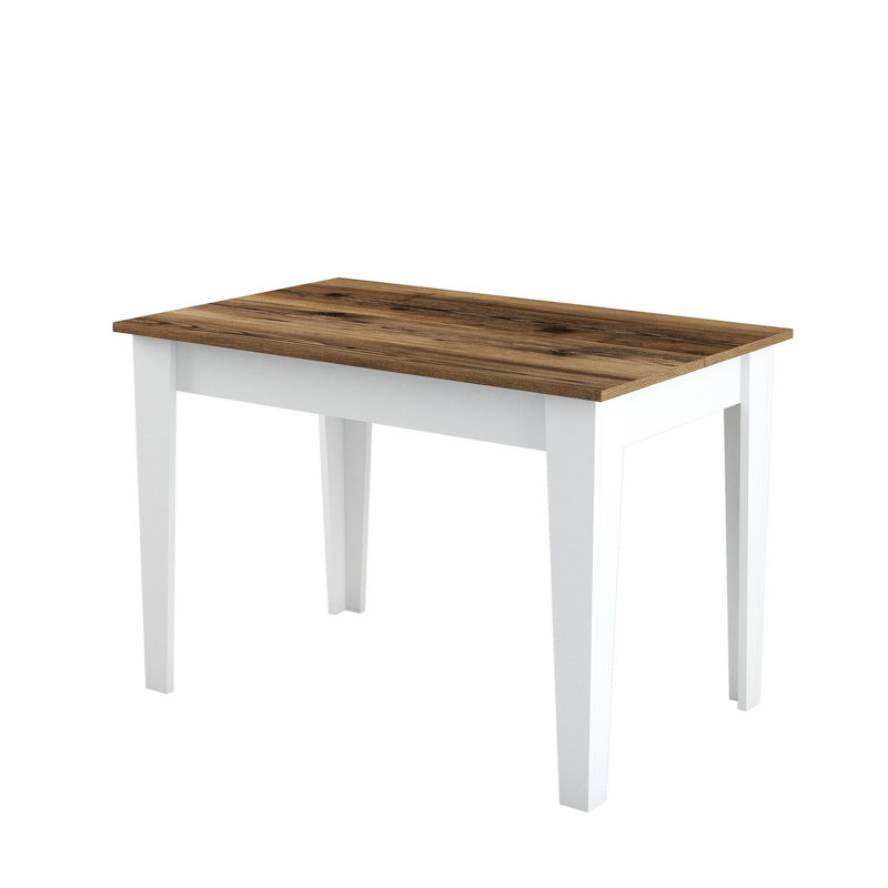 Traditional Kitchen Table, Walnut & White, 43.3 x 29.5 x 29.5 inches | 100% Melamine Coated Particle Board, Thickness: 0.7 inches | Sturdy Melamine Coated Chipboard Legs | Ideal for Family Dining & Entertaining