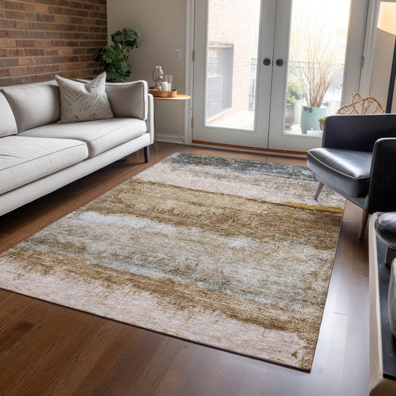 Tapis intérieur / extérieur brun Raffinna , 5 pi x 7 pi 6 po