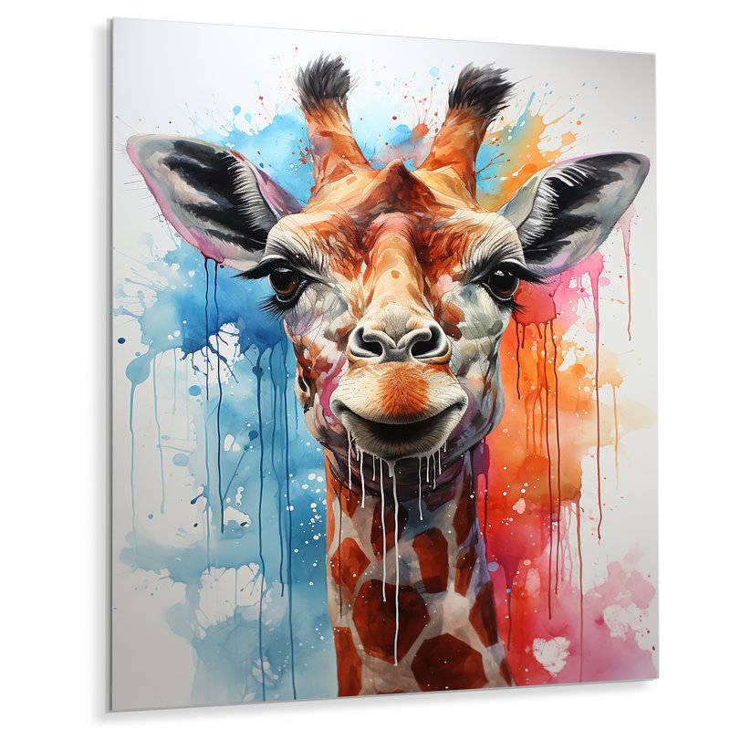Popart, girafe, art mural en métal, H 40 po x l 30 po x P 1,5 po