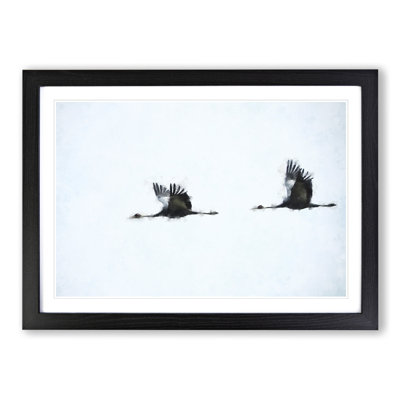 Flying Crane Birds - Framed Print