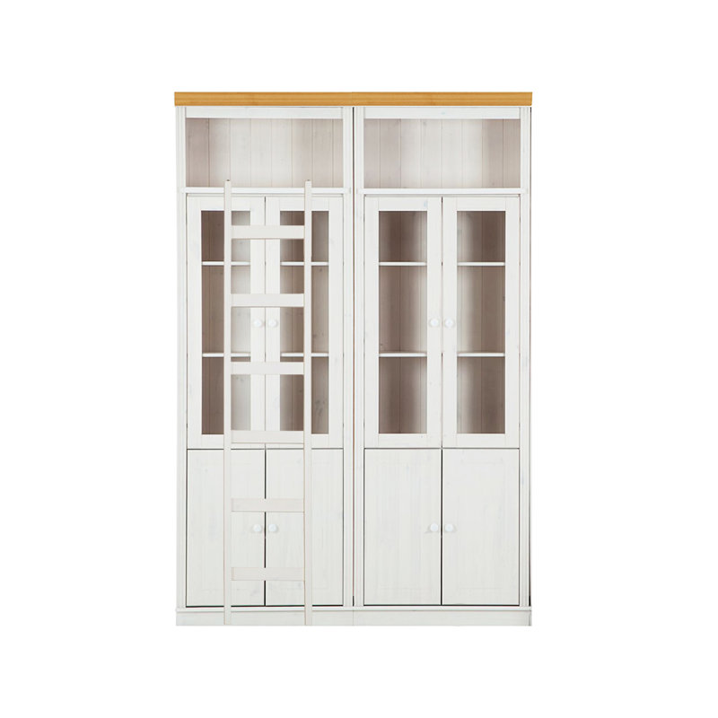 Demetricia 223cm H x 148cm W Library Bookcase, Brown/White