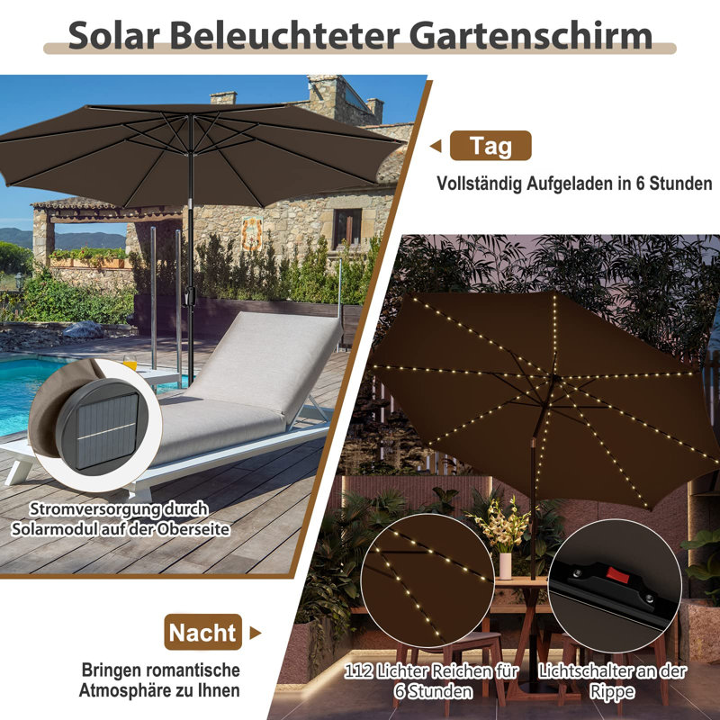 Goggin 300cm Lighted Market Parasol, Brown