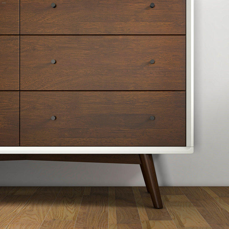 Solution de rangement 6 tiroirs Mid-Century moderne en bois massif