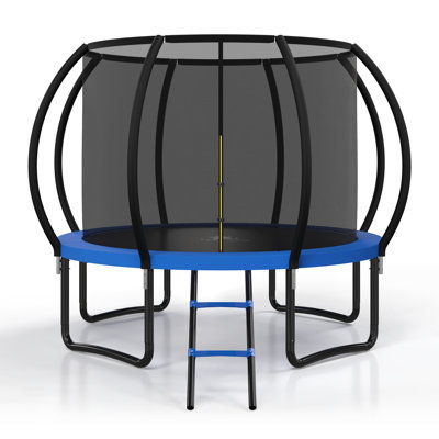 10 FT Kids Recreational Trampoline W/ Safety Enclosure – Indoor & Outdoor Use Blue