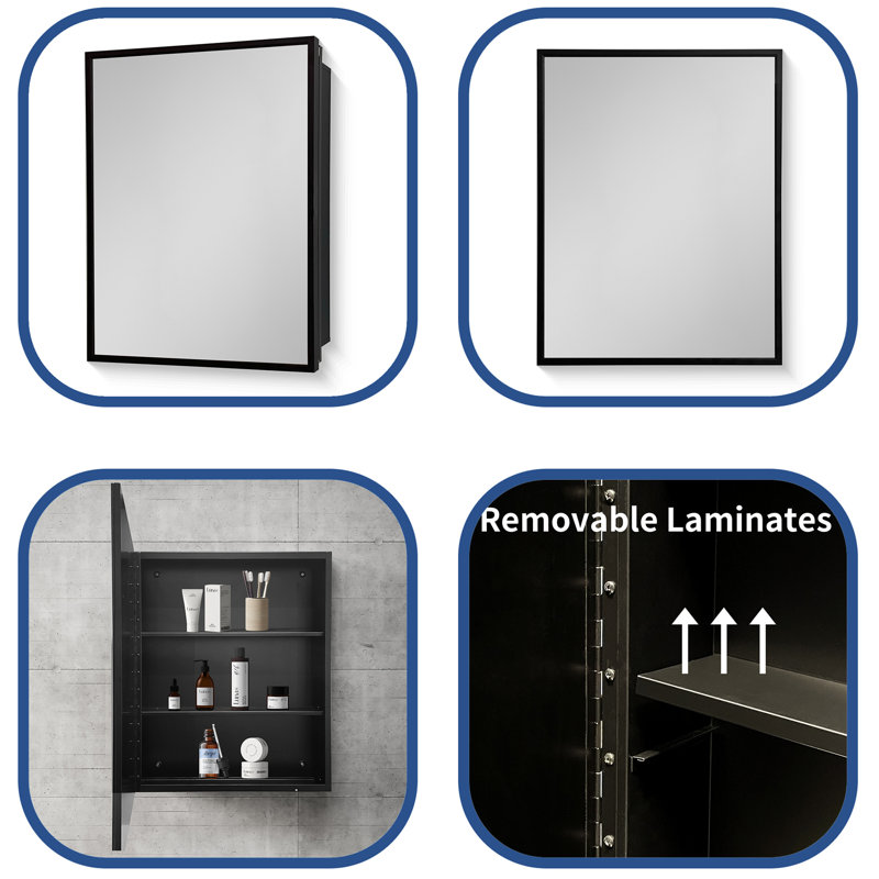 Armoire à pharmacie pour salle de bain, H 26 po x l 20 po x P 4,9 po