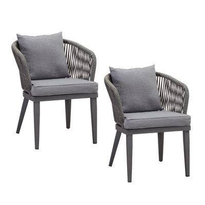 Ensemble de 2 chaises de patio en osier toutes saisons avec bistro et coussins Leaf