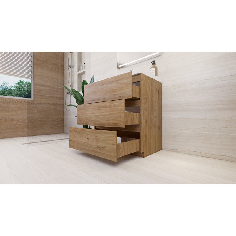 Ensemble de meuble-lavabo simple 30 po Lawncrest, Chêne naturel