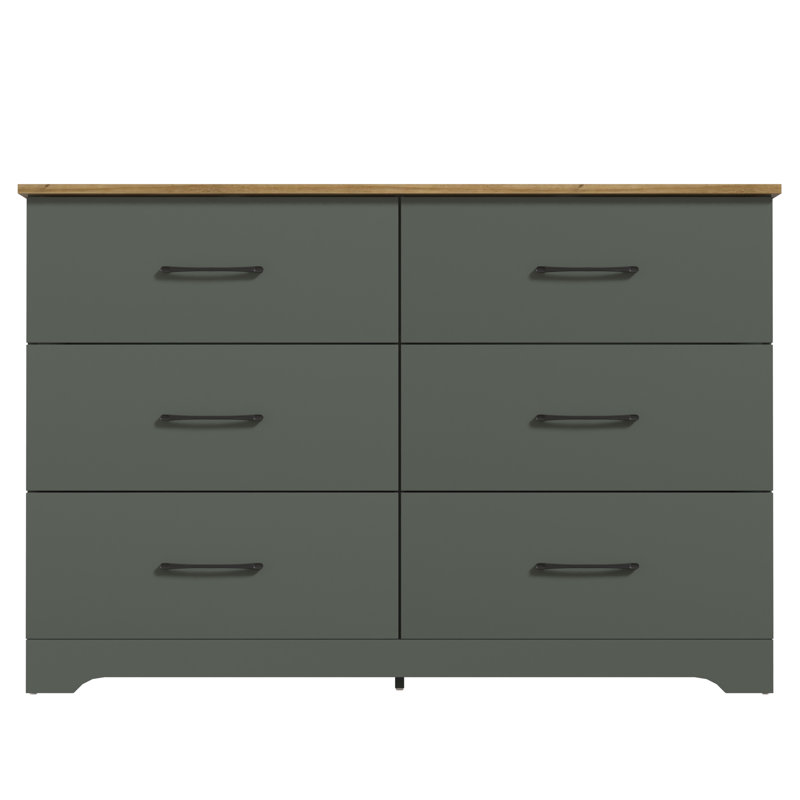 Arkia 6 Drawer 47'' W Dresser, Green/Brown