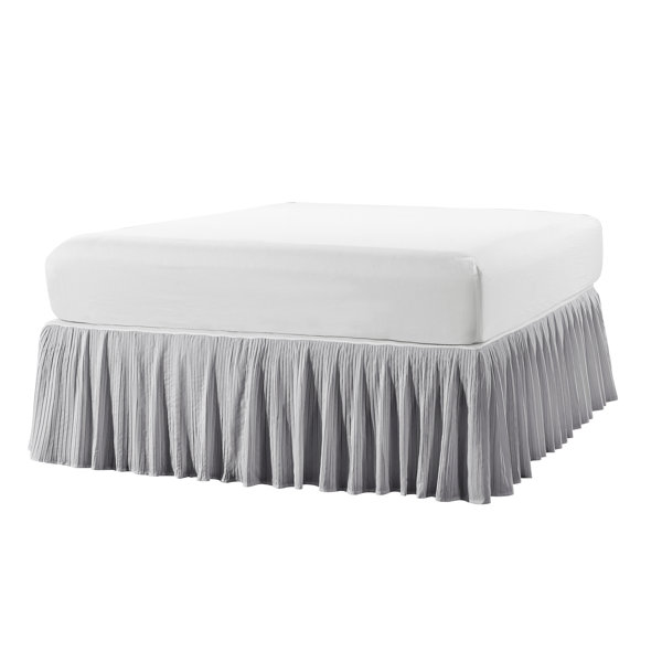 Wrap Around Dust Ruffle Bed Skirt - Light Grey - for Twin Size Beds with 24  in. Drop - Easy Fit Elastic Strap - Pleated Bedskirt with Brushed Fabric 