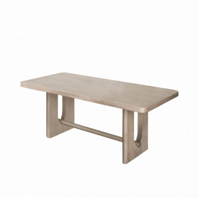 Zoko Dining Table, Pedestal Base, Dark Ash Gray, Solid Wood 83 Inch