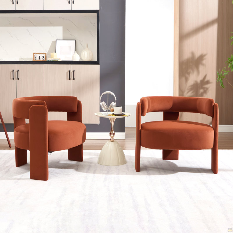 Fauteuil d'appoint pour le salon, fauteuil en velours confortable et fauteuil Mid-Century moderne avec pieds en bois