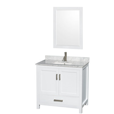 Ensemble de meuble-lavabo simple autoportant 36 po avec plateau en marbre Sheffield