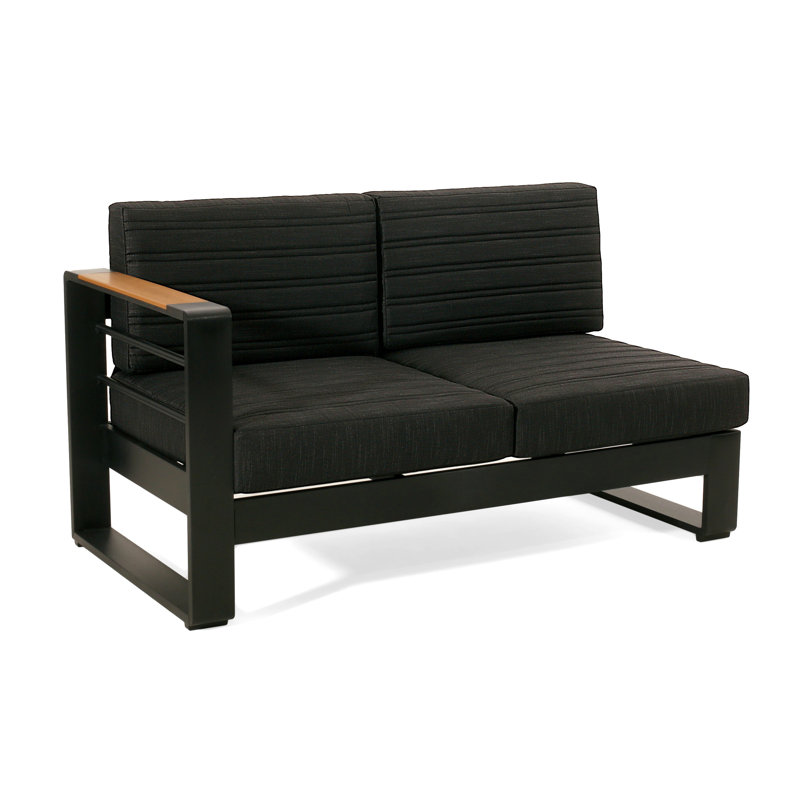 Ensemble de bras en V en forme de V: 2 canapés, 1 coin et une table basse. Structure en aluminium avec coussins, ensemble d'aspect noir: deux rembourrages hydrofuges, finition