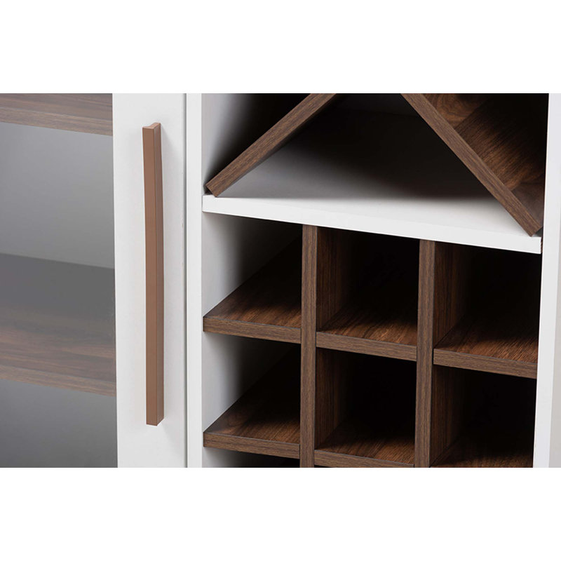 Dierck 24 Bottle Floor Wine Bottle & Glass Rack, White
