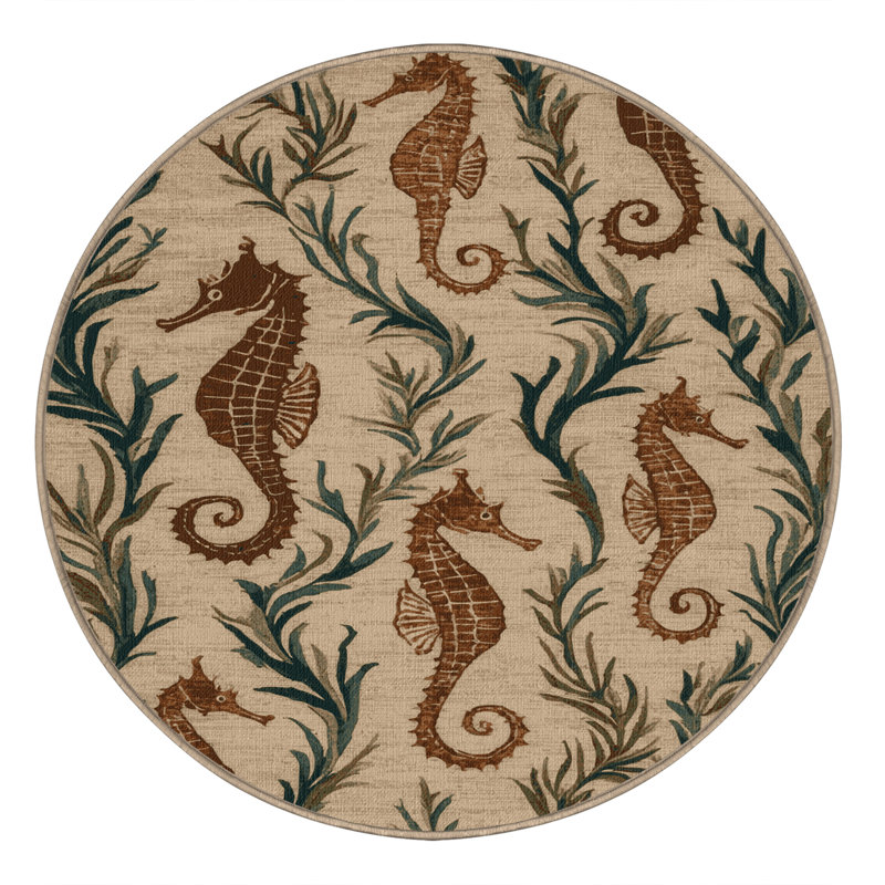 Tapis brun lavable à la machine, Rond 6 pi