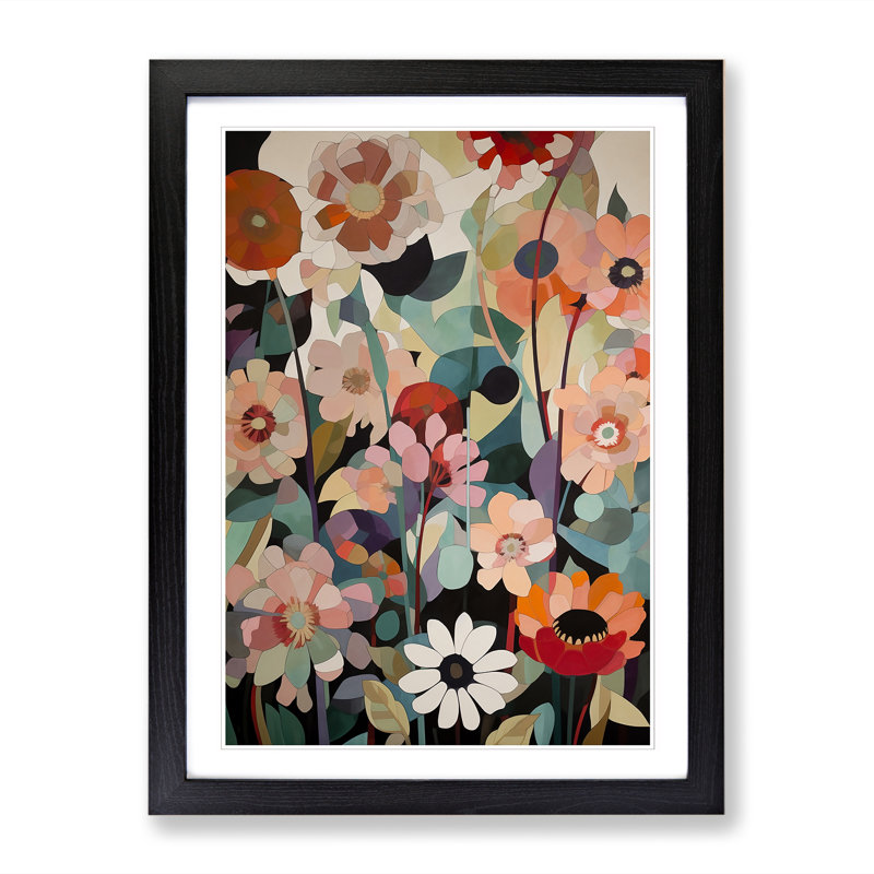 Modern Flowers Orphism Vol.3 - Picture Frame Print, Walnut, 64cm H x 46cm W x 2cm D