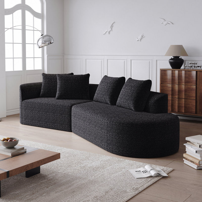 Canapé surdimensionné idéal pour les week-end relaxants Canapé modulaire surdimensionné rembourré moderne, canapé en nuage incurvé extra large et large à 4 places de 112 pouces avec 4 coussins décoratifs, canapé-lit combiné gratuit pour le salon, la chambre à coucher