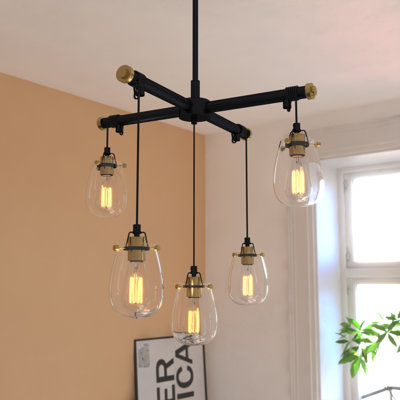 Haag 5 - Light Steel Dimmable Tiered Chandelier