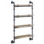 Étagère murale à 4 niveaux en chêne et noir sableux, structure en métal pour solution de rangement, tablette L 23 po, hauteur du produit 47 po, décoration élégante, l 9 po x P 52 po