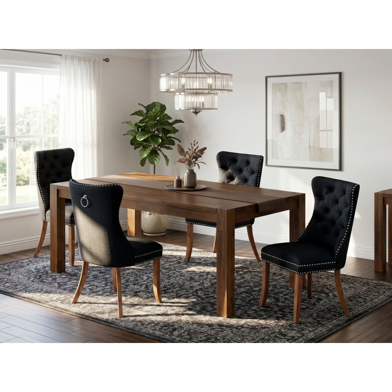 Ensemble de cuisine 5 pièces comprenant une table de salle à manger rectangulaire en bois rustique et 4 chaises, noyer antique sablé