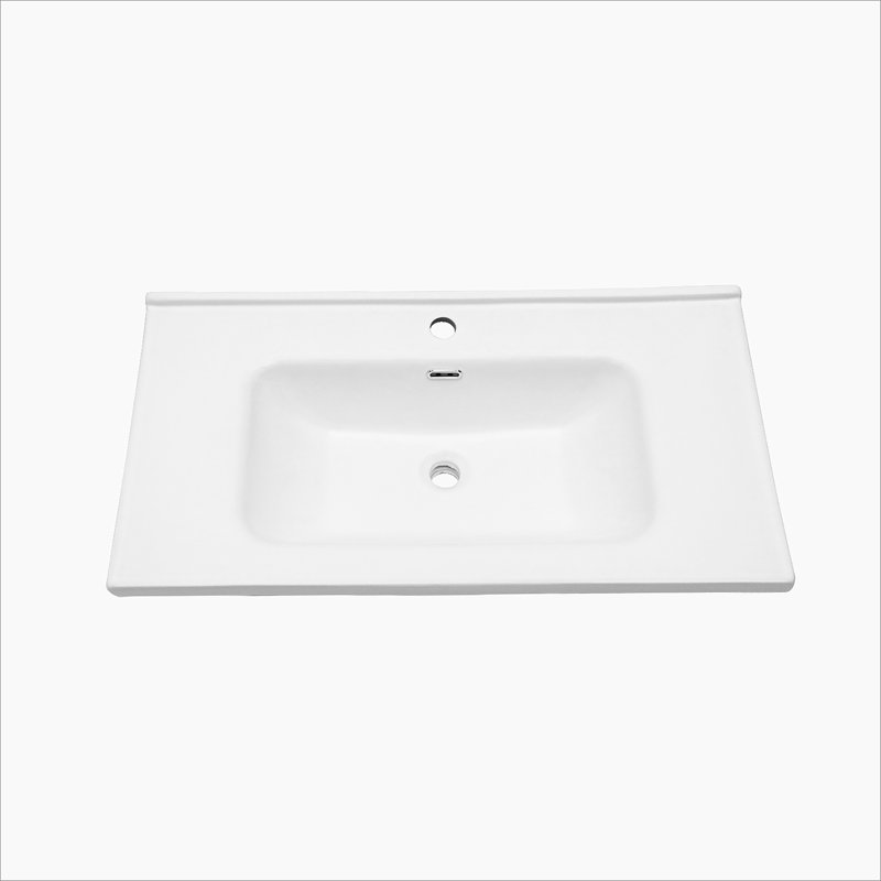 Plateau de meuble-lavabo simple blanc 35 po x 20 po avec 1 trou de robinet et trop-plein (lavabo seulement)