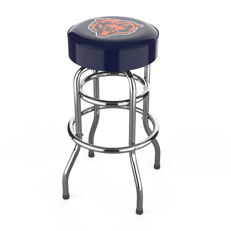 Commercial Grade Chrome Swivel Bar Stool with Vibrant Team Colors  , Chicago Bears
