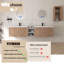 Ensemble de meuble-lavabo double 84 po avec lavabo en résine, petite tablette de rangement et armoire murale 84 po-2000814082