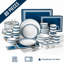 Waterside 80pc Blue Bistro Porcelain & Cutlery Combo Dinner Set