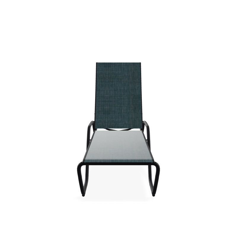 Outdoor Rust-Resistant Metal Chaise Lounge, Textured Black, Natural