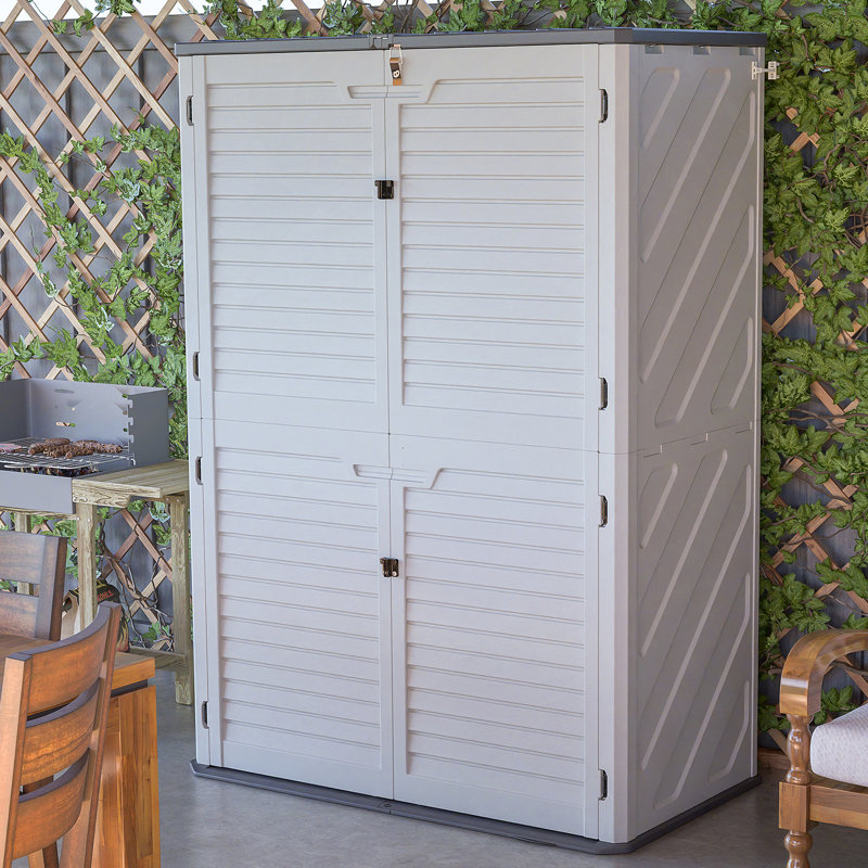 Garage Storage Cabinet, Rust Proof Resin Garden Equipment Storage With Partitions
