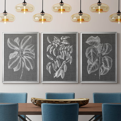 Graphic Foliage II - Toile tendue avec châssis sur mesure - 3 pièces