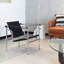 Fauteuil en cuir noir à double couche en acier inoxydable