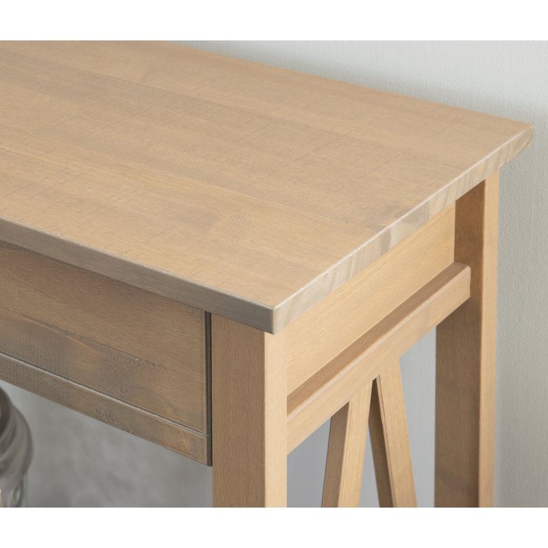 20" Solid Wood One Shelf Console Table With One Drawer, Beige