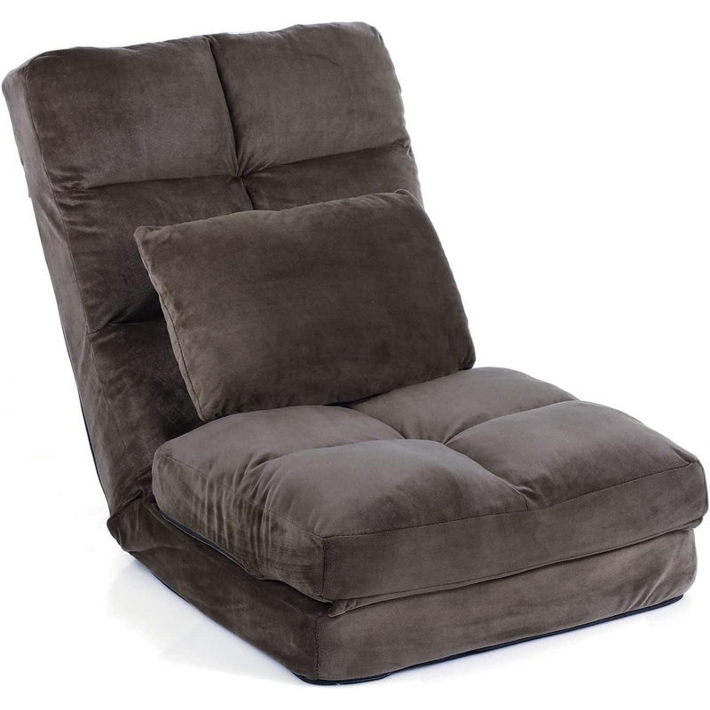 Floor Chair With Back Support For Adults Adjustable 14 Positions Video Game Chairs Foldable Floor Lounger With Pillow