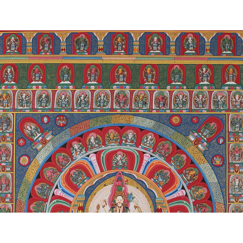 Newari Lokeshvara Mandala (Thangka sans brocart) | Aquarelle sur coton