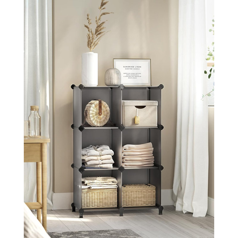 6 Cube Storage Unit, Modular Plastic Cube Storage Organiser With Feet, Shoe Rack, Each Cube 30 X 30 X 30 Cm, Living Room, Bedroom, Study, With Rubber Mallet