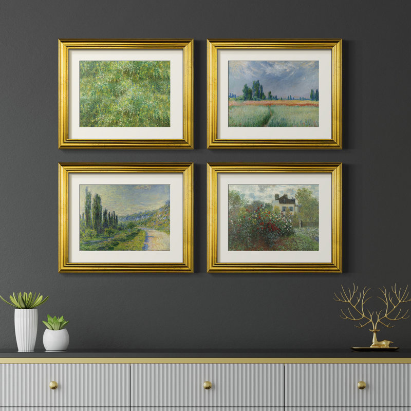 «Vintage Landscape CIV», ensemble de 4 reproductions encadrées