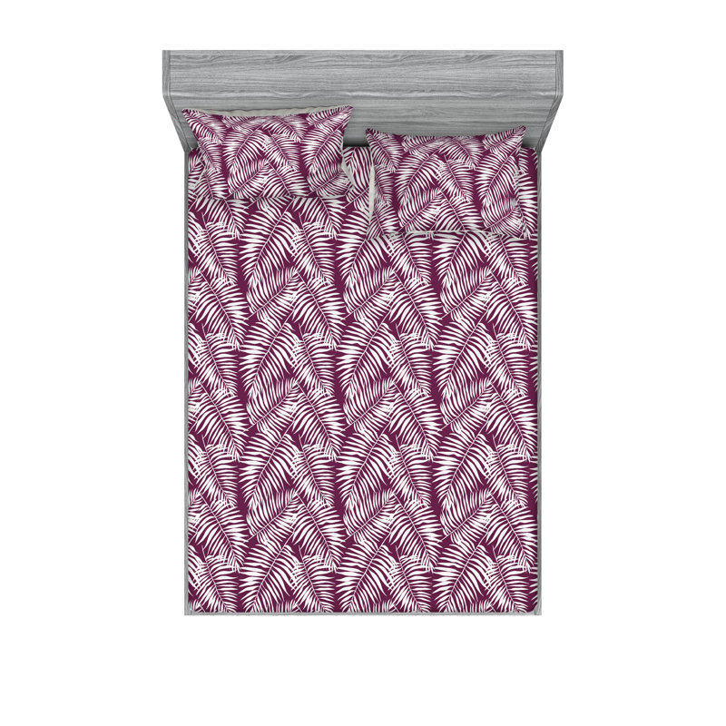 Ensemble de draps en microfibre Floral, Ensemble de draps pour très grand lit avec 2 taie, Prune