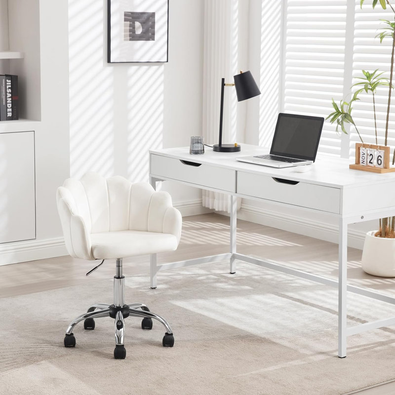 Heathfield Velvet Office Chair, White