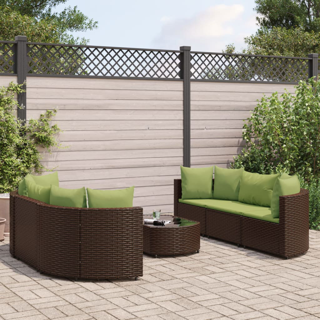 Vidaxl 7-Tlg. Garten-Sofagarnitur Mit Kissen Schwarz Poly Rattan