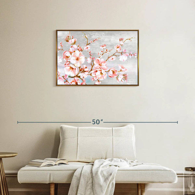 Fleurs de cerisier au printemps, Cadre flottant doré, 31 po x 21 po