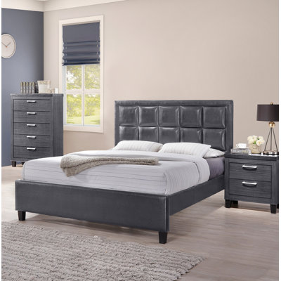 Spitzer Vegan Leather Platform Bed