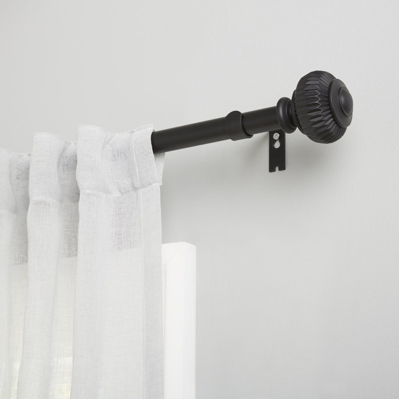 Adjustable Single Curtain Rod, 36" - 72", Black